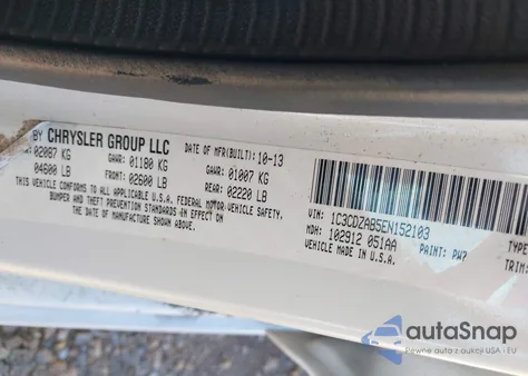 2014 Dodge Avenger Se from USA, damaged, VIN 1C3CDZAB5EN152103